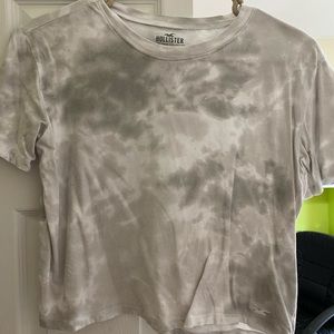 Hollister Grey & White Tie Dye Block Style Tee Shirt EUC Size XS